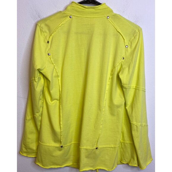 NEON BUDDA Yellow Open Front Cardigan Long Sleeve Stretch Size Medium - Picture 3 of 3